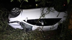 В Алматы Toyota вылетела на обочину и перевернулась