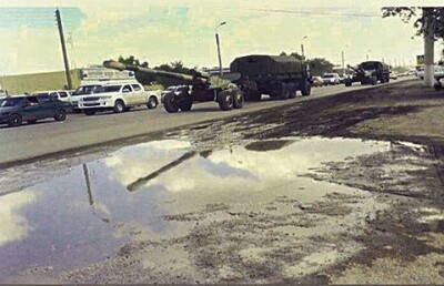 На улицах Актобе была замечена боевая техника