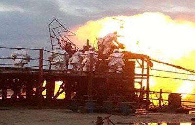 Нефтяной фонтан сняли на видео в Мангистауской области