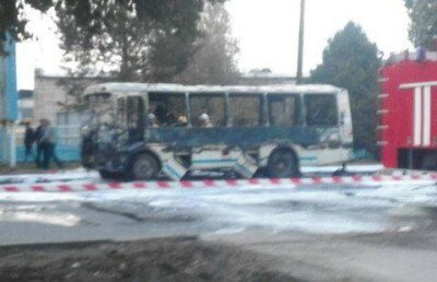 В центре Талдыкоргана дотла сгорел пассажирский автобус 