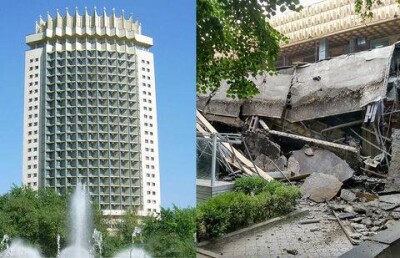 В алматинской гостинице "Казахстан" обвалился балкон