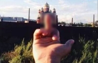 Казачий атаман в Рудном ищет шутника, показавшего православному храму средний палец