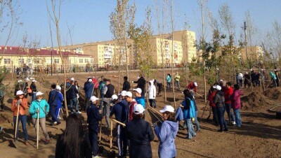 Субботник в Астане: за день Исекешев с помощниками высадили 10 тысяч деревьев