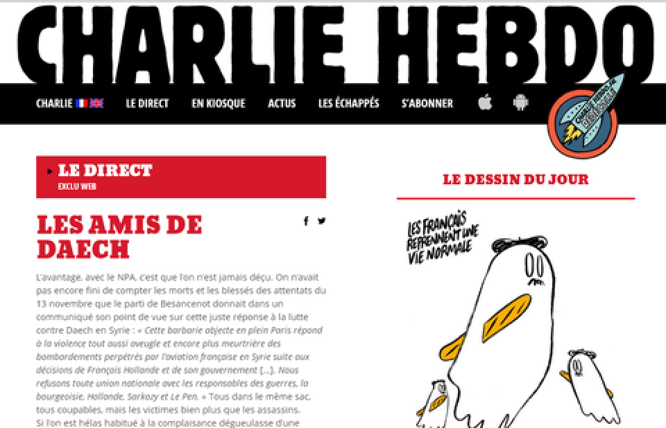 Скриншот сайта charliehebdo.fr