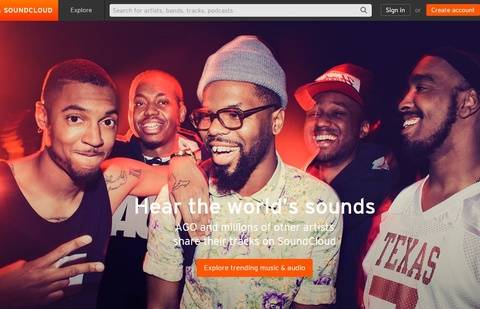 Главная страница сайта SoundCloud