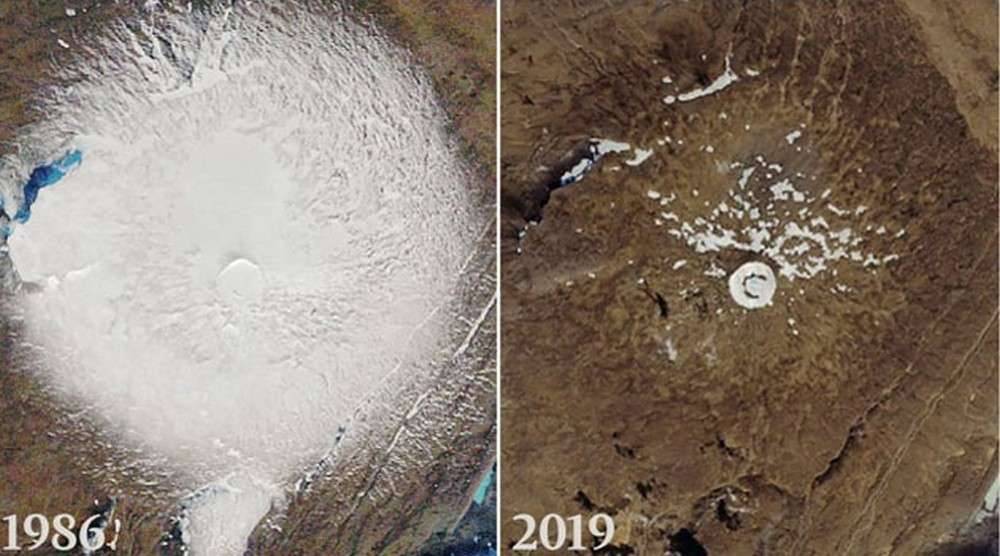 Как уменьшился ледник за 30 лет