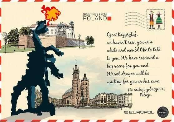 Польша. Карточка для розыска Крзисзтофа Куса, обвиняемого в избиении человека (он избил жертву деревянной палкой по голове и по другим частям тела) и в грабеже, а также подозреваемого в участии в незаконном обороте наркотических и психотропных веществ