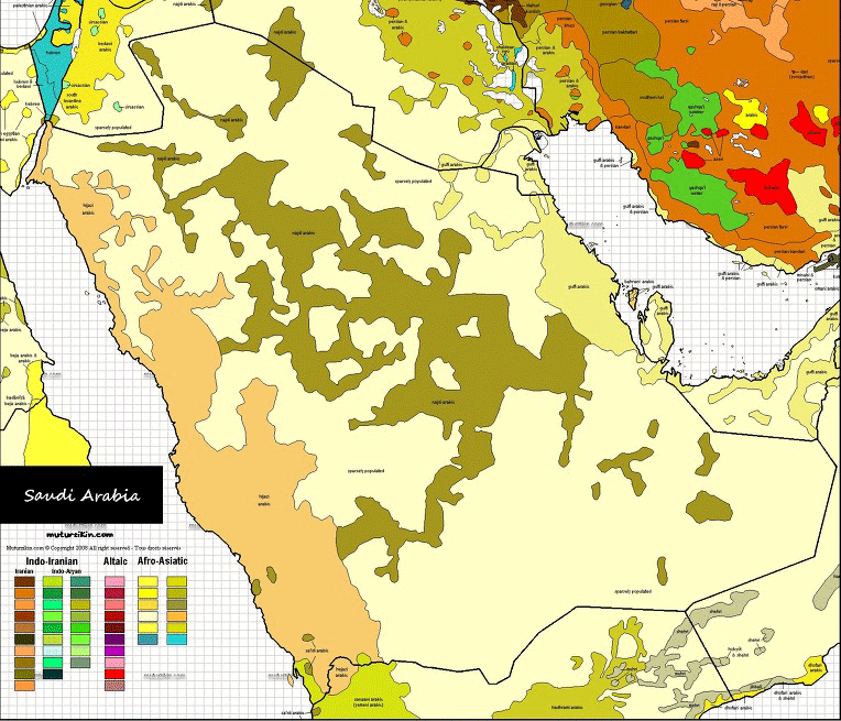 Саудовская Аравия, лингвистическая карта