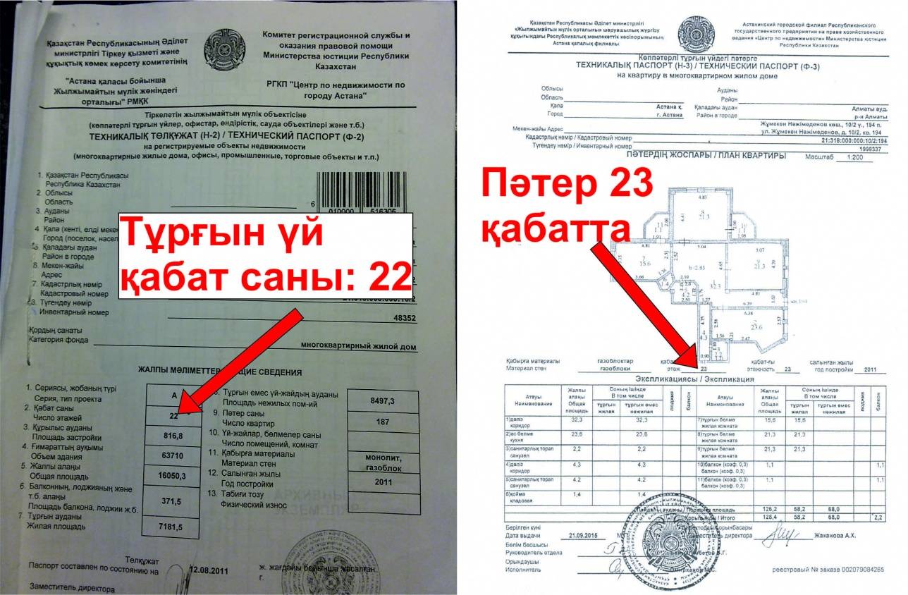 22 қабатты тұрғын үйдің шатырындағы (техникалық қабат) пәтердің техникалық төлқұжаты