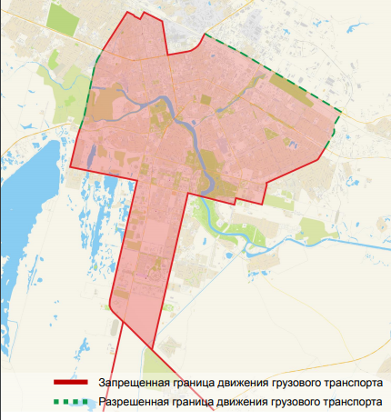 Зоны ограничения для грузовых машин в часы пик