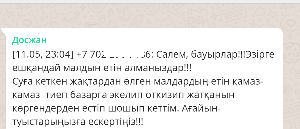 Авторға ватспақа келген хабарламаның скриншоты 