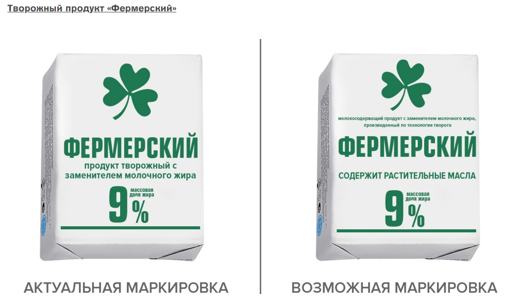 Пример того, как может выглядеть маркировка, соответствующая новым требованиям (справа) по сравнению с нынешней (слева)
