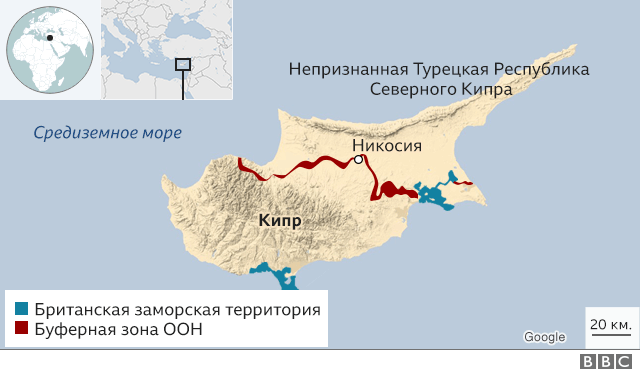 Остров Кипр с 1974 года разделён на две части