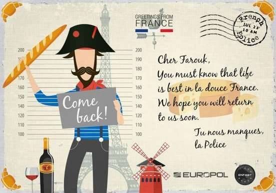 Франция. Карточка для розыска Фарука Хаши, обвиняемого в участии в организованном вооружённом ограблении в 2001 году. Жил на севере Франции, а также в Бельгии и Нидерландах