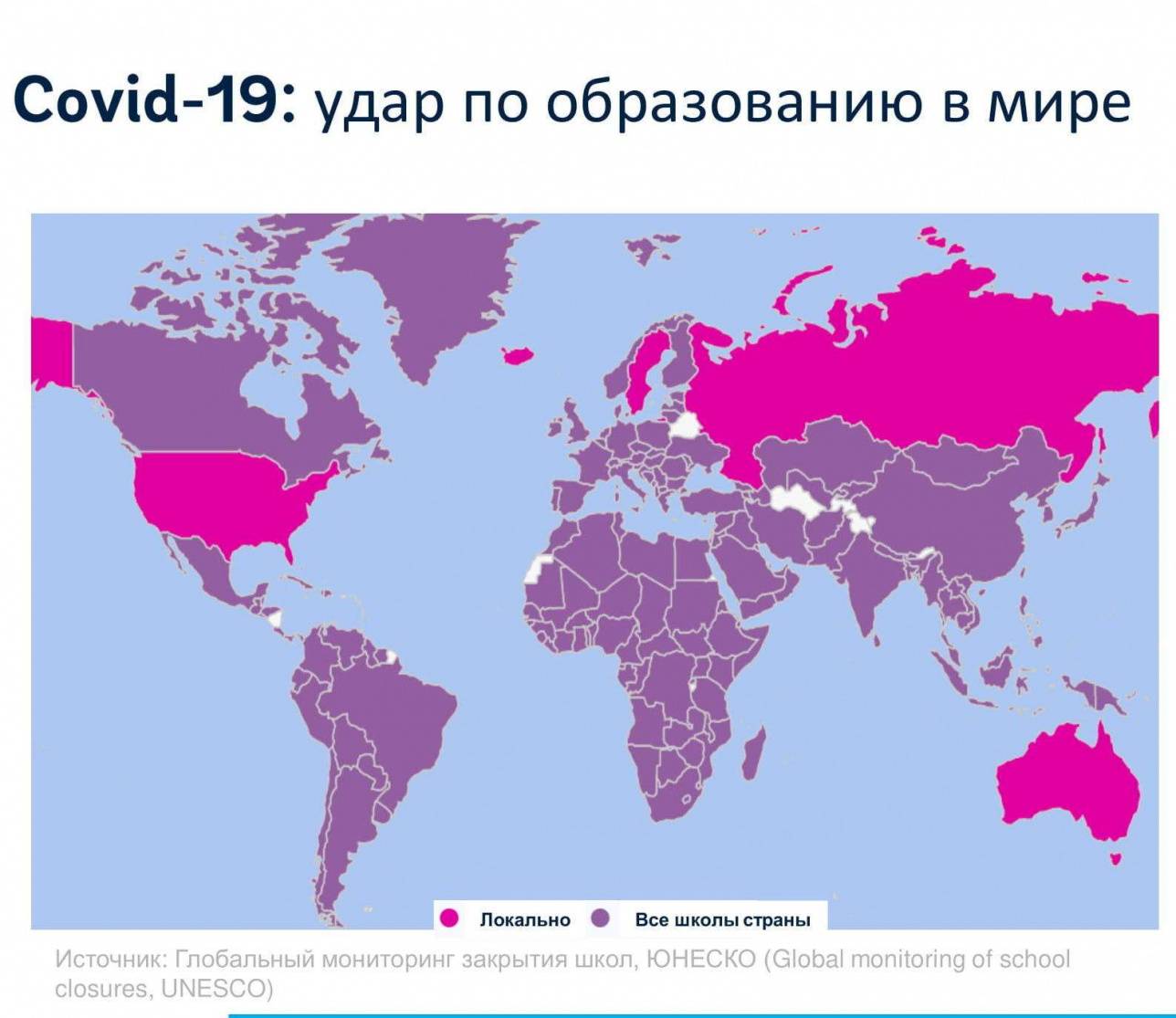 Страны, где были закрыты образовательные учреждения