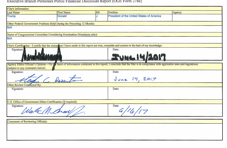 Финансовая декларация Дональда Трампа опубликована на 98 страницах