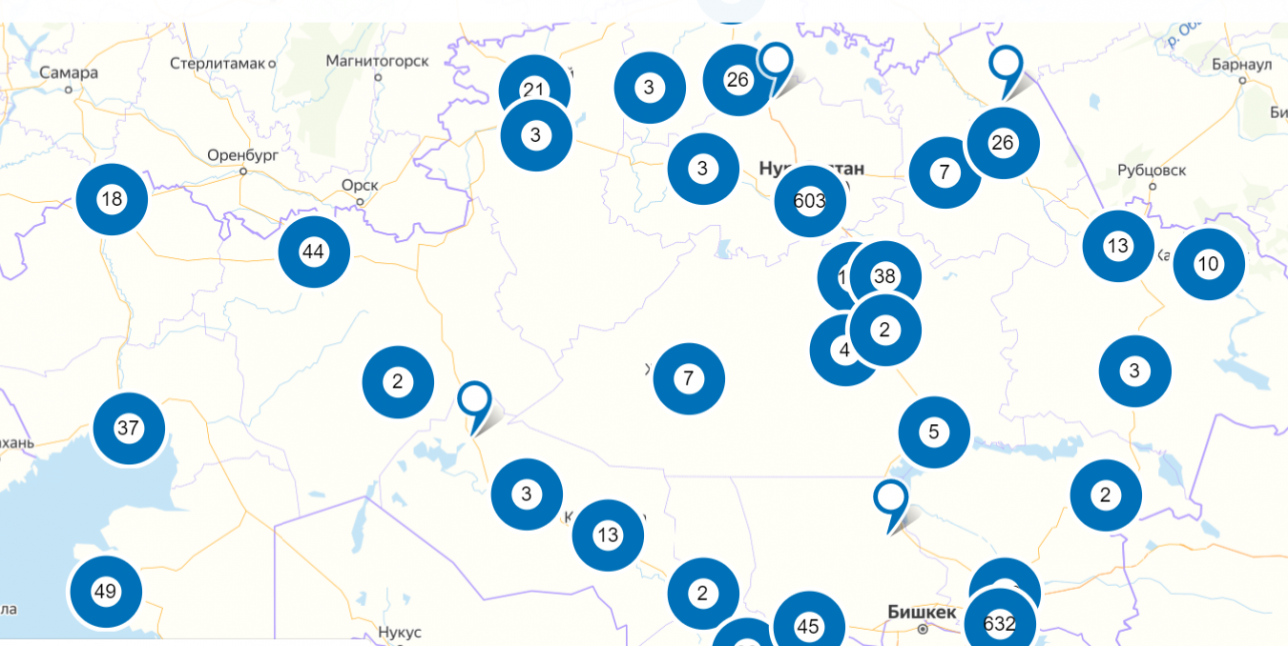 Карта очагов заражения