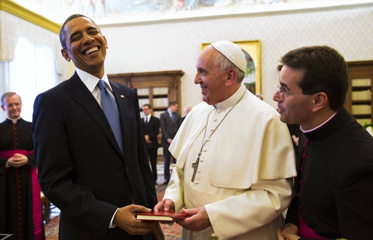 На встрече с Обамой настроение и пнтифика было намного лучше