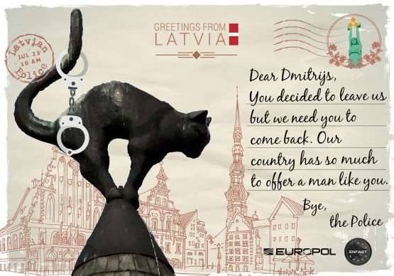 Латвия. Карточка для розыска Дмитриса Тисценко, подозреваемого в незаконном обороте наркотиков и психотропных веществ. Расследование случая продолжается