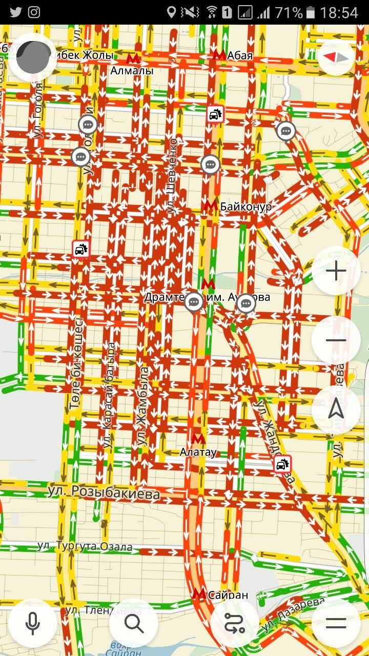 Карта пробок в Алматы