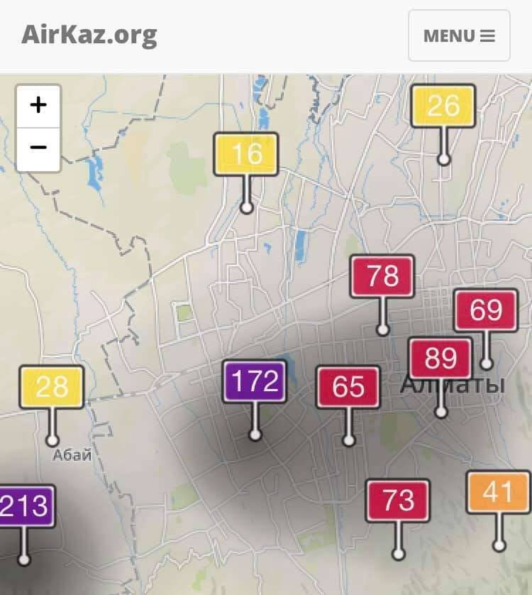 Уровень содержания частиц РМ 2.5 (мкг/м3 воздуха) в западной части города