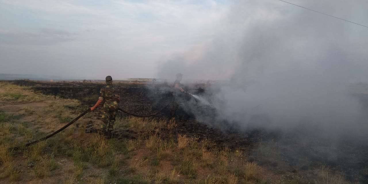 Пожарные в степи