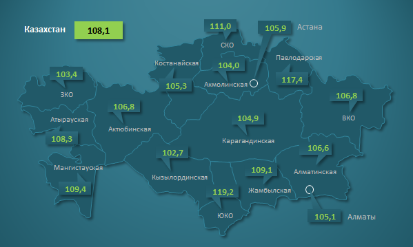 Тұрғын үй қызметтерінің, судың, электр энергиясының, газдың және басқа да отын түрлерінің 11 ай ішіндегі баға индексі